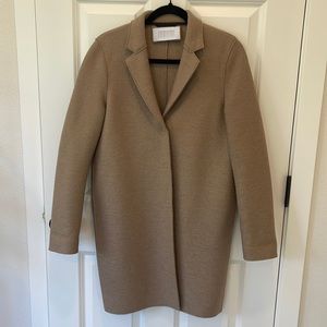Harris Wharf London Brown/Camel Pressed Wool Cocoon Coat. Size 4us/38uk